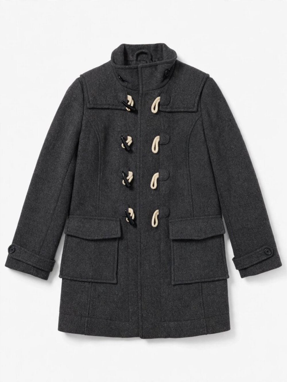 Banana Republic Wool Toggle Coat Women's M Charcoal Gray Duffle